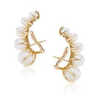 Brass Leverback Earring with Freshwater Pearl 18K gold plated fashion jewelry & for woman Sold By Pair