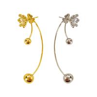 Brass Drop Earring, Flower, Galvanic plating, fashion jewelry & micro pave cubic zirconia & for woman, more colors for choice, nickel, lead & cadmium free, 56mm, Sold By Pair