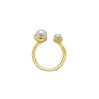 Brass Finger Ring with Freshwater Pearl plated fashion jewelry & for woman US Ring Sold By PC
