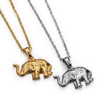 Titanstahl Halskette, Elephant, unisex & Oval-Kette, keine, 32x22mm, Länge:ca. 23.6 ZollInch, verkauft von PC
