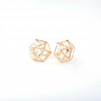Brass Jewelry Pendants with Crystal Geometrical Pattern gold color plated DIY & hollow Sold By PC