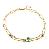 Brass Ensemble de bijoux, laiton, avec cristal, Plaqué d'or 18K, bijoux de mode & styles différents pour le choix & pour femme, Vendu par PC