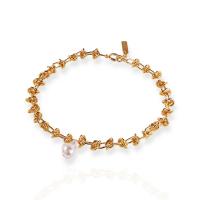 Messing Halskette, mit Kunststoff Perlen, mit Verlängerungskettchen von 2inch, plattiert, Modeschmuck & für Frau, keine, Länge:ca. 17.3 ZollInch, verkauft von PC
