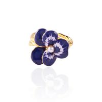 Brass Cuff Finger Ring, Flower, plated, Hand-Painted Enamel Glaze & adjustable & for woman, more colors for choice, nickel, lead & cadmium free, 18mm, US Ring Size:8, Sold By PC