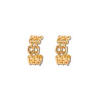 Brass Stud Earring, Geometrical Pattern, 18K gold plated, fashion jewelry & for woman & hollow, nickel, lead & cadmium free, 20x20mm, Sold By Pair