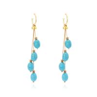 Turquoise Earring, Tibetan Style, fashion jewelry & for woman, nickel, lead & cadmium free, 102x20mm, Sold By Pair