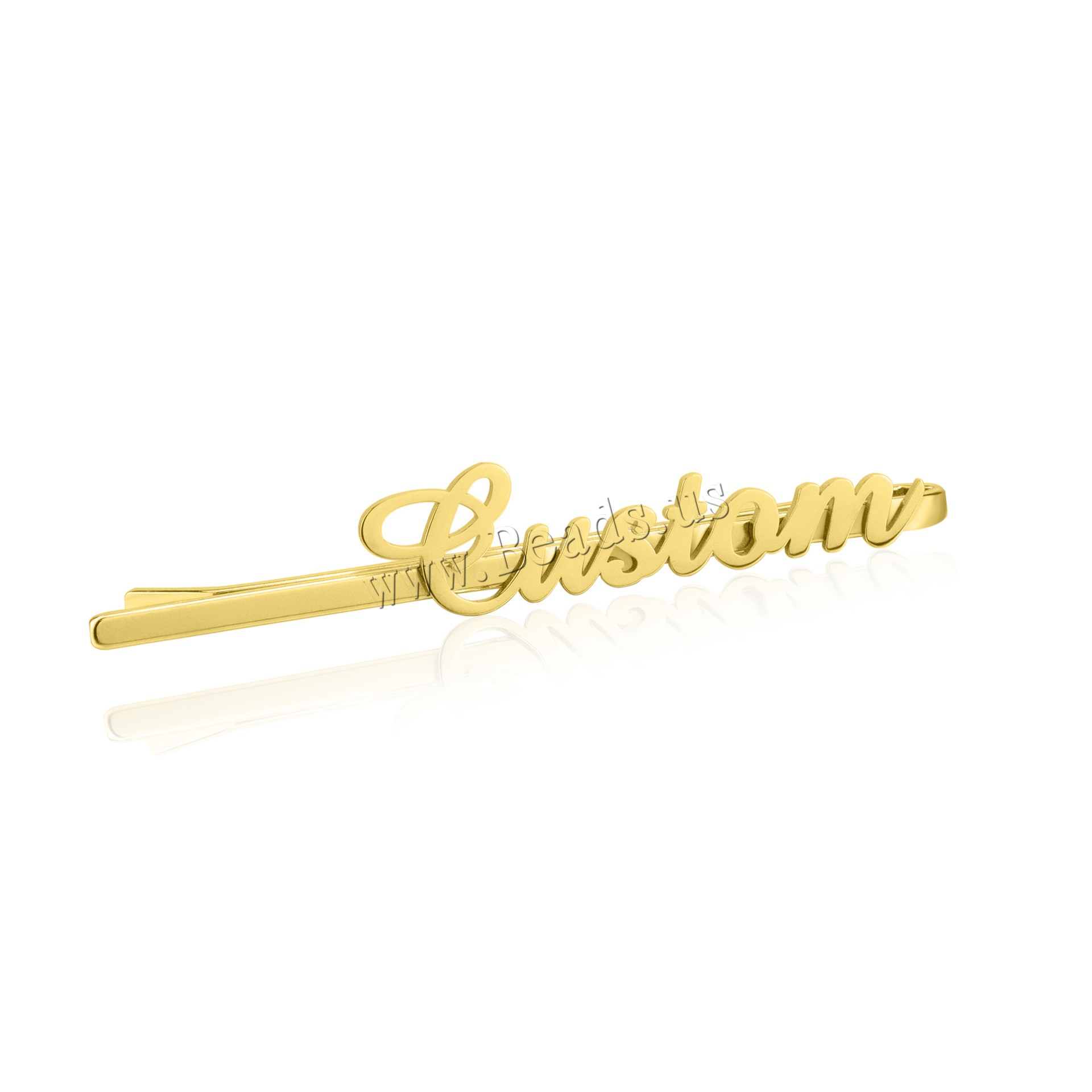 Hair Slide 304 Stainless Steel 18K gold plated Each custom text must be less than 10 letters & for woman 60mm Sold By PC