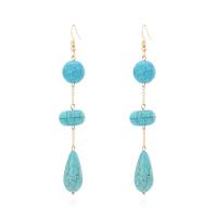 Turquoise Earring, Tibetan Style, fashion jewelry & for woman, nickel, lead & cadmium free, 102x16mm, Sold By Pair