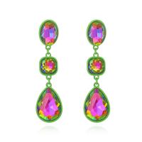 Tibetan Style Stud Earring, with Glass Rhinestone, fashion jewelry & for woman, more colors for choice, nickel, lead & cadmium free, 79x20mm, Sold By Pair