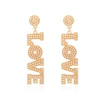 Zinklegierung Ohrstecker, mit Kunststoff Perlen, Alphabet-Buchstabe, Modeschmuck & für Frau, goldfarben, frei von Nickel, Blei & Kadmium, 72x18mm, verkauft von Paar