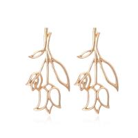 Zinc Alloy Stud Earring Rose Carved fashion jewelry & for woman & hollow golden nickel lead & cadmium free Sold By Pair