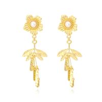 Zinc Alloy Stud Earring with Plastic Pearl gold color plated fashion jewelry & for woman golden nickel lead & cadmium free Sold By Pair