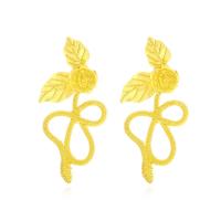 Tibetan Style Stud Earring, gold color plated, fashion jewelry & for woman, golden, nickel, lead & cadmium free, 58x27mm, Sold By Pair