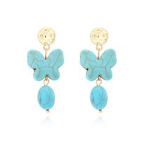 Turquoise Earring Zinc Alloy handmade fashion jewelry & for woman nickel lead & cadmium free Sold By Pair
