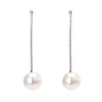 Freshwater Pearl Earrings Zinc Alloy with Plastic Pearl fashion jewelry & for woman & with rhinestone nickel lead & cadmium free Sold By Pair