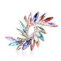 Zinc Alloy Brooches rose gold color plated for woman & with rhinestone multi-colored nickel lead & cadmium free Sold By PC