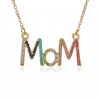 Mother's Day Jewelry & Supplies Zinc Alloy with 1.97inch extender chain Alphabet Letter KC gold color plated Mother Day Jewelry & for woman & with rhinestone multi-colored nickel lead & cadmium free Length Approx 18.9 Inch Sold By PC