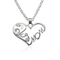 Mother's Day Jewelry & Supplies Zinc Alloy with 1.97inch extender chain Heart Mother Day Jewelry & for woman & with rhinestone silver color nickel lead & cadmium free Length Approx 18.11 Inch Sold By PC