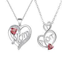 Mother's Day Jewelry & Supplies Zinc Alloy with 1.96inch extender chain Heart Mother Day Jewelry & for woman & with rhinestone nickel lead & cadmium free Length Approx 15.74 Inch Sold By PC