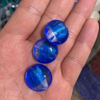 Perles murano feuille d'argent, chalumeau, Rond, DIY, bleu, 20mm, Environ 100PC/sac, Vendu par sac