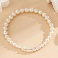 Messing Halskette, mit Kunststoff Perlen, Modeschmuck & verschiedene Stile für Wahl & für Frau, frei von Nickel, Blei & Kadmium, verkauft von PC