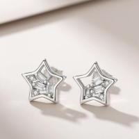 Zinc Alloy Stud Earring Star fashion jewelry & micro pave cubic zirconia & for woman nickel lead & cadmium free 10*10mm Sold By Pair
