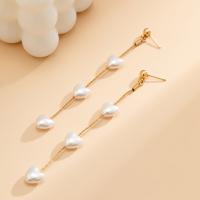 Brass Stud Earring with Plastic Pearl gold color plated fashion jewelry & for woman nickel lead & cadmium free 1.1*10cm 1*9.5cm Sold By Pair