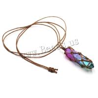 Quartz Necklace Clear Quartz with Korean Waxed Cord colorful plated fashion jewelry & Unisex Sold Per Approx 31.5 Inch Strand