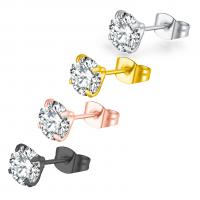 Stainless Steel Stud Earrings 304 Stainless Steel & micro pave cubic zirconia Sold By Bag