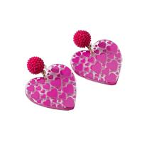 Acrylic Jewelry Earring with Seedbead & Zinc Alloy Heart fashion jewelry & for woman Sold By Pair