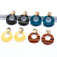 Acrylic Jewelry Earring, with Tibetan Style, fashion jewelry & for woman, more colors for choice, 48x65mm, Sold By Pair