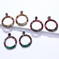 Acrylic Jewelry Earring, fashion jewelry & for woman & with rhinestone, more colors for choice, 60x75mm, Sold By Pair
