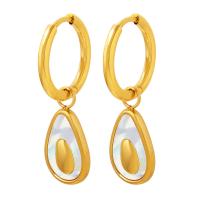 Titanium Steel  Earring with Shell Avocado plated fashion jewelry & for woman 11mm 30mm Sold By Pair