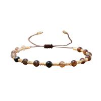 Gemstone Bracelets, with Polyester Cord, Round, Unisex & adjustable, more colors for choice, Length:Approx 28 cm, Sold By PC