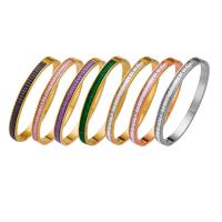 Titanium stål armbånd, Donut, Micro Pave cubic zirconia & for kvinde, flere farver til valg, 6mm, Indvendig diameter:Ca. 58mm, Solgt af PC