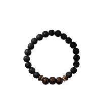 Gemstone Bracelets Lava with Wood Round vintage & elastic & for man black Length Approx 19 cm Sold By PC