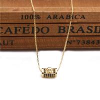 Messing Halskette, mit Verlängerungskettchen von 5cm, Schädel, Micro pave Zirkonia, goldfarben, frei von Nickel, Blei & Kadmium, Länge:45 cm, verkauft von PC