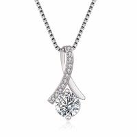 Brass Necklace, with 304 Stainless Steel, plated, cross chain & micro pave rhinestone, white, nickel, lead & cadmium free, 20x10mm, Length:45 cm, Sold By PC