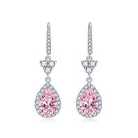 Cupronickel Drop Earring Teardrop silver color plated micro pave cubic zirconia & for woman Sold By Pair