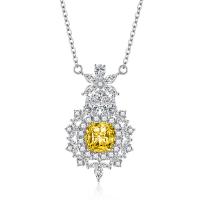 Ожерелья из латуни, Медно-никелевый сплав, Форма цветка, плакирован серебром, Овальный цепь & Женский & со стразами, Много цветов для выбора, 21.80x35.80mm, длина:Приблизительно 15.7 дюймовый, продается PC