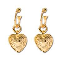 Brass Drop Earring, Heart, 18K gold plated, fashion jewelry & for woman, nickel, lead & cadmium free, 20x40mm, Sold By Pair