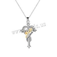 Mother's Day Jewelry & Supplies Zinc Alloy with 1.97inch extender chain Heart and Cross Mother Day Jewelry & for woman & with rhinestone silver color nickel lead & cadmium free Length Approx 17.72 Inch Sold By PC