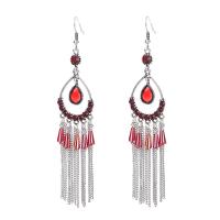 Zinc Alloy Drop Earrings vintage & fashion jewelry & for woman & with rhinestone nickel lead & cadmium free 65mm Sold By Pair