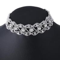 Rhinestone Choker Zinc Alloy with 8.5cm extender chain fashion jewelry & for woman & with rhinestone silver color nickel lead & cadmium free Length Approx 26 cm Sold By PC