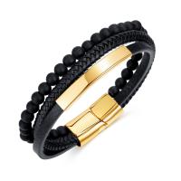 PU Leather Cord Bracelets with 304 Stainless Steel handmade fashion jewelry & for man Sold By PC