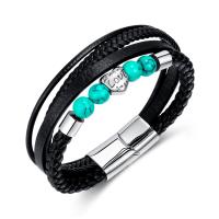 PU Leather Cord Bracelets with 304 Stainless Steel handmade fashion jewelry & for man Sold By PC