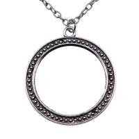 Tibetan Style Pendant Cabochon Setting, Round, antique silver color plated, vintage & different length for choice & DIY, more colors for choice, nickel, lead & cadmium free, 30mm, Sold By PC