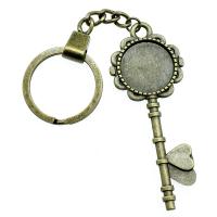 Tibetan Style Pendant Cabochon Setting, Key, antique bronze color plated, vintage & DIY, nickel, lead & cadmium free, 20mm, Sold By PC