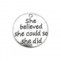 Zinc Alloy Tag Charm Flat Round antique silver color plated vintage & DIY nickel lead & cadmium free Approx Sold By Bag