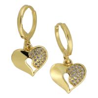 Brass Huggie Hoop Earring Heart fashion jewelry & micro pave cubic zirconia & for woman nickel lead & cadmium free 26mm 12*12*2mm Sold By Pair